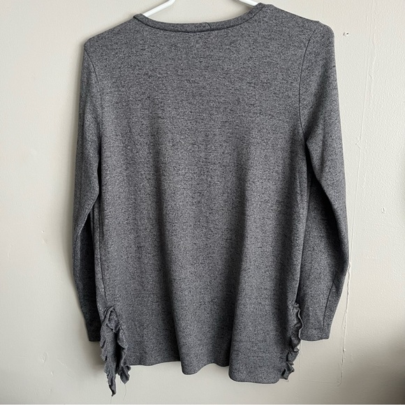 3/$40 Size Medium Lily Morgan Crew Neck Knit sweater with Ruffle Slit at Hem - Picture 2 of 5